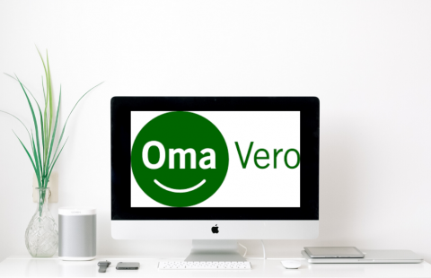 OmaVero logo tietokoneen ruudulla.