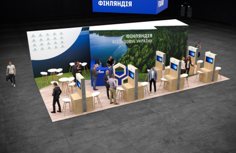 Havainnekuva messuosastosta.