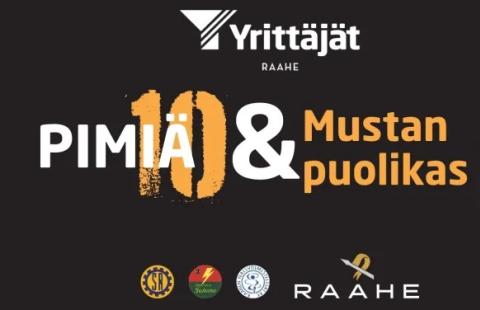 Tapahtuman tiedot ja järjestäjien logot mustalla pohjalla.