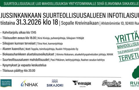 Tilaisuuden ohjelma ja järjestäjien logot.