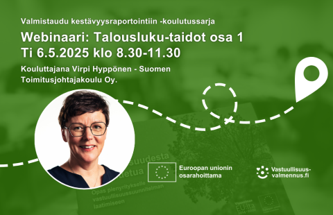 Tapahtuman tiedot ja kouluttajan kuva.