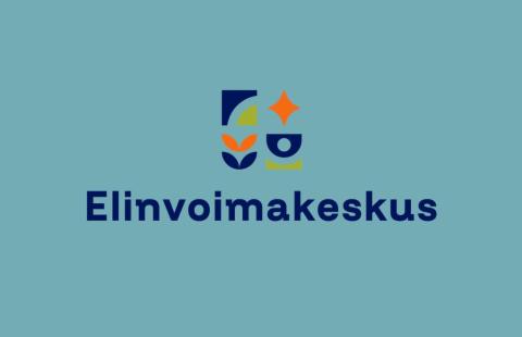 Elinvoimakeskuksen logo sinistä taustaa vasten.