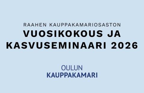 Tilaisuuden nimi ja Oulun kauppakamarin logo.