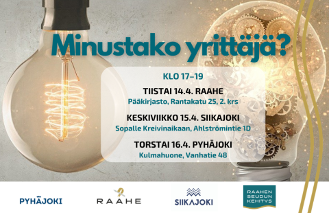 Tilaisuuden nimi, päivämäärät, osoitteet, kuntien logot ja taustalla kaksi sytytettyä lamppua.