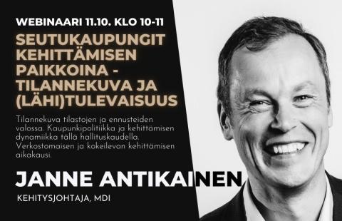 Mustavalkoinen kasvokuva puhujasta ja tapahtumatiedot.