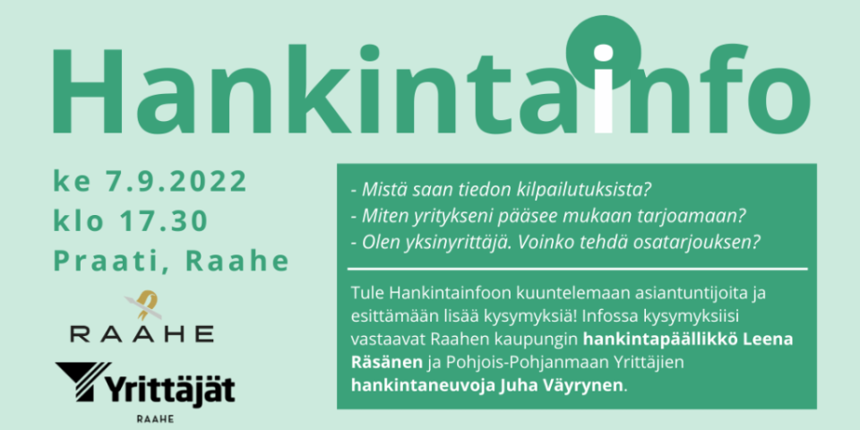 Tervetuloa Hankintainfoon 7.9.2022