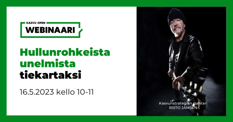 Kuva: Kasvu Open. Tapahtumatiedot ja valokuva puhujasta.