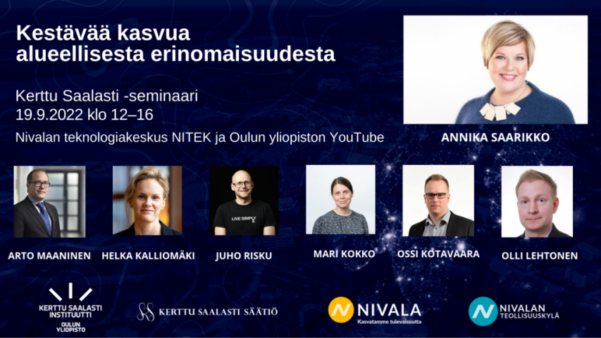 Kuva: Oulun yliopisto. Tapahtumamainos Kerttu Saalasti -seminaarista.