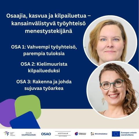 Valmennussarjan osat ja kouluttajien kuvat.