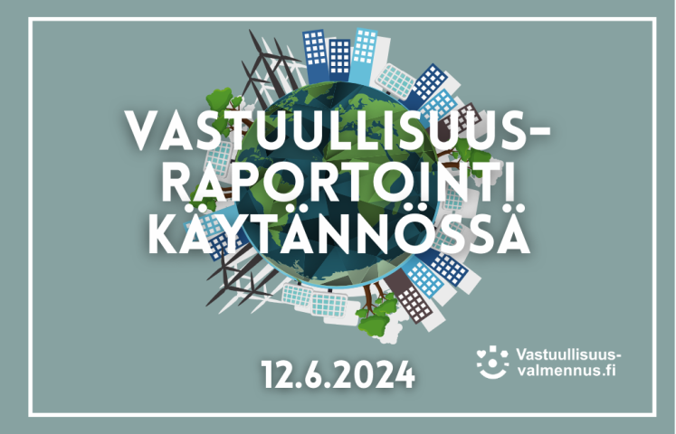 Graafinen maapallo ja teksti vastuullisuusraportointi käytännössä.