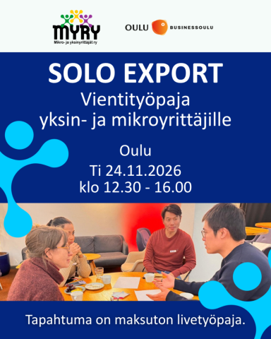 Tapahtuman tiedot ja kuva neljästä henkilöstä kokoontuneena pöydän ääreen.
