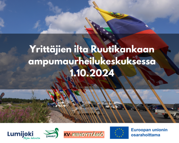 Eri maiden lippuja ja tapahtuman järjestäjän logot.