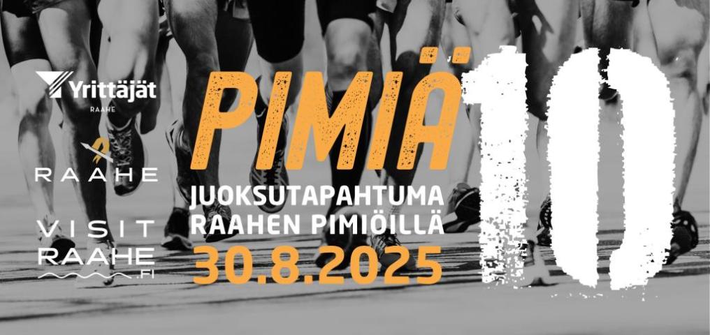 Tapahtuman tiedot ja taustalla mustavalkoinen kuva juoksijoiden jaloista.