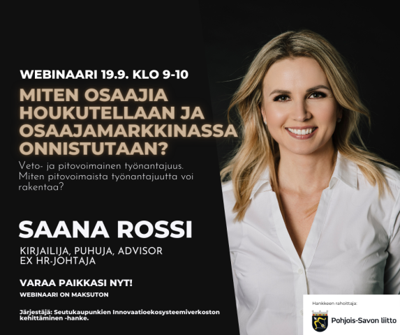 Kuva: Seutukaupunkiosaajat. Tapahtumatiedot ja valokuva puhujasta.