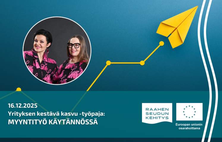 Tapahtuman tiedot ja kouluttajien kuva sekä taustalla keltainen paperilennokki.