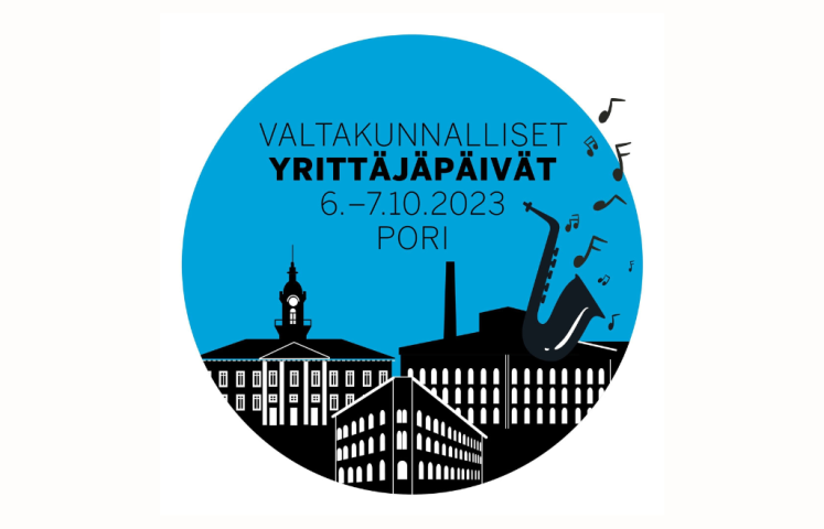 Kuva: Yrittäjät. Piirroslogo Porin yrittäjäpäivistä 2023.