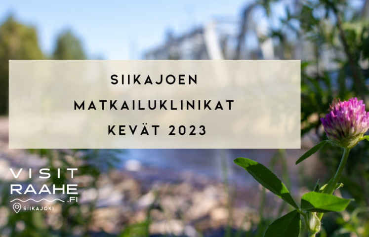 Puna-apila ja teksti Siikajoen matkailuklinikat kevät 2023.