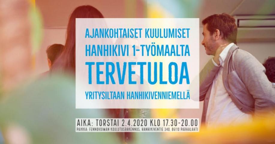 Yritysilta Hanhikivenniemellä 2.4.2020 klo 17.30 alkaen.