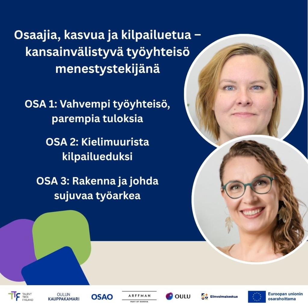 Valmennussarjan osien nimet ja kouluttajien kuvat.