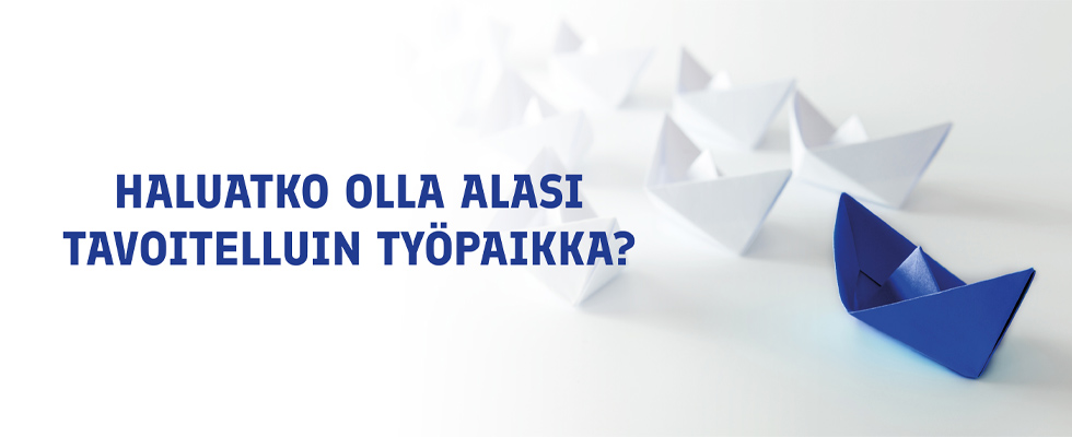 Kuva: IMAGO-hanke. Teksti haluatko olla alasi tavoitelluin työpaikka ja paperiveneitä.