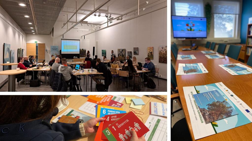 Kolmen kuvan kooste hankkeen aikana järjestetyistä tilaisuuksista.