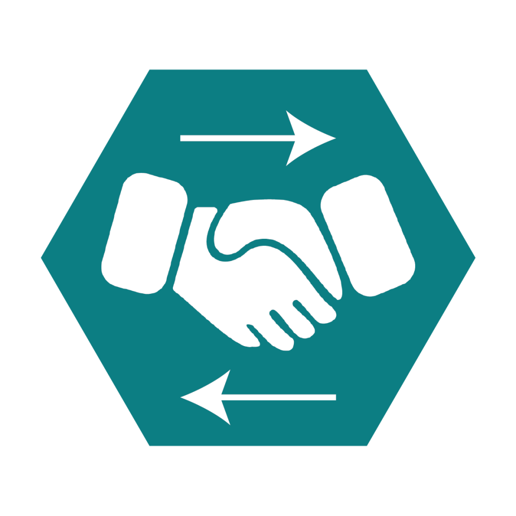 Shaking hands icon describing agreement.