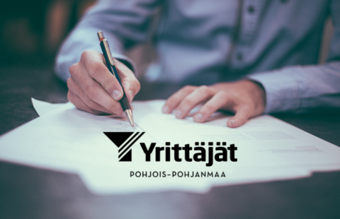 Papereiden allekirjoitus ja Pohjois-Pohjanmaan Yrittäjien logo.